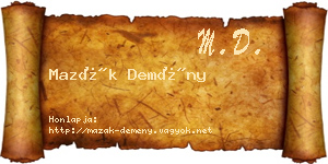 Mazák Demény névjegykártya